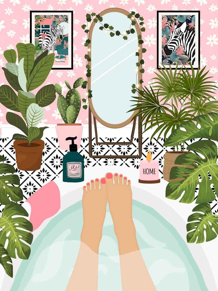 Botanical Bathroom Self Care Bathtub