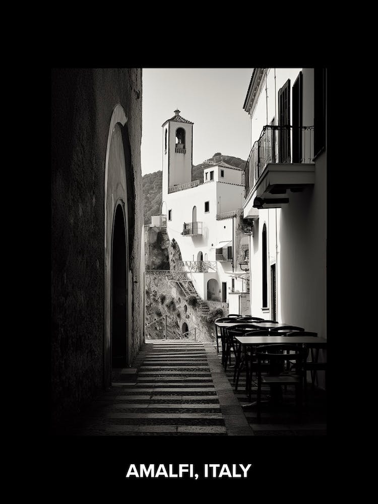 Poster Of Amalfi, Italy, Mediterranean Black And White Photography Analogue 2