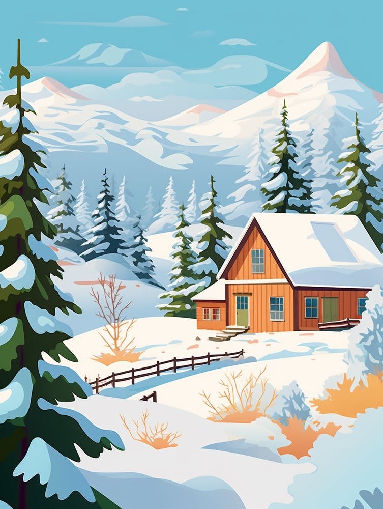 Retro Winter Illustration Bavaria Germany 2