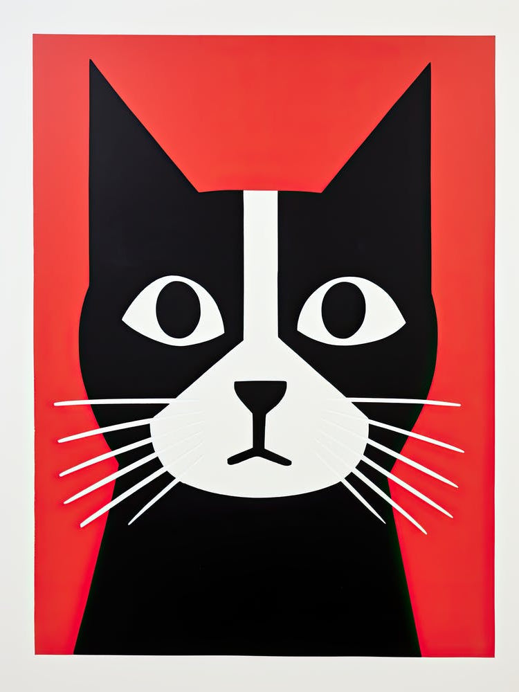 Cubist Canvas of Cats: Minimalism in Whiskered Wonders