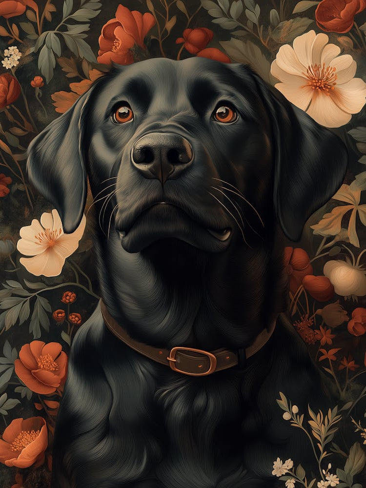 Black Labrador In Forest