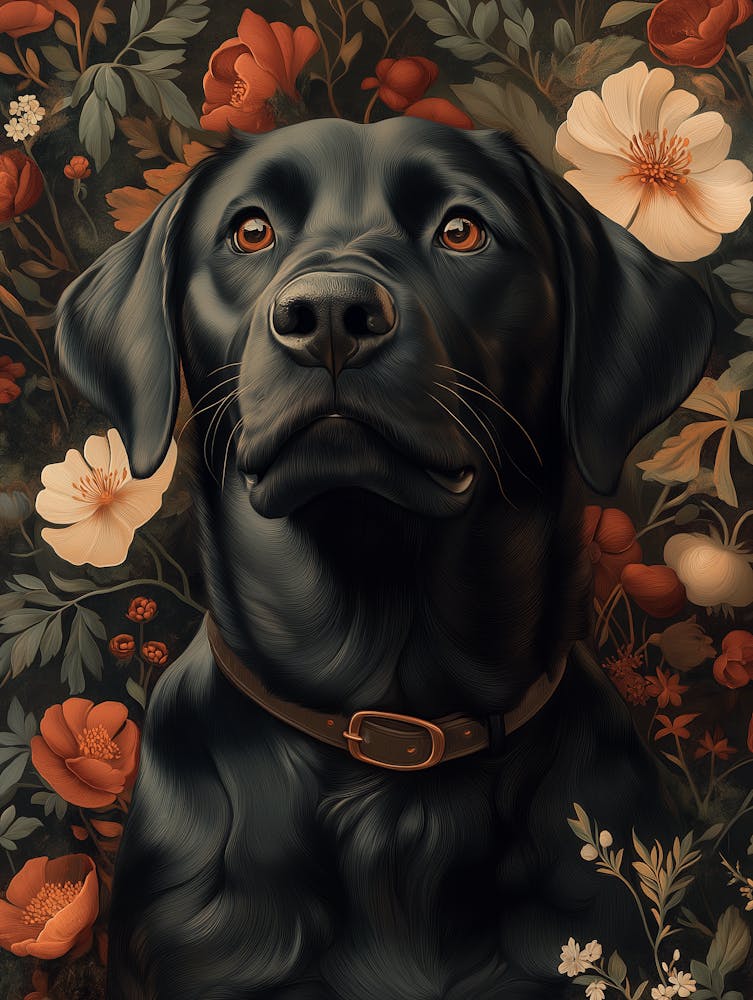 Black Labrador In Forest