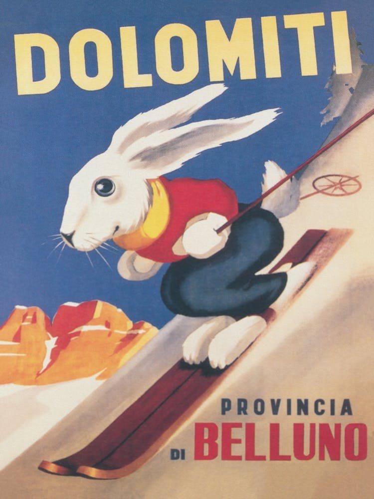 Dolomiti Lapin Skieur Affiche de Ski Vintage