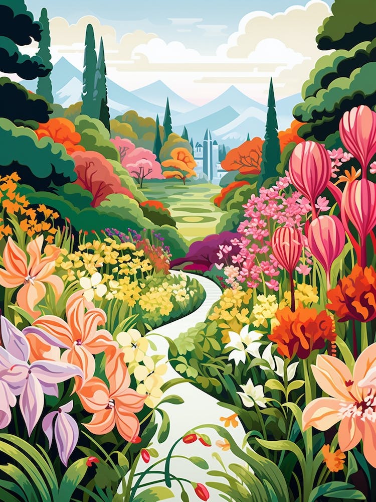 Butchart Garden Canada Modern Illustration 2