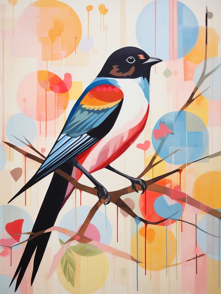 Bird Painting Collage Barn Swallow 2