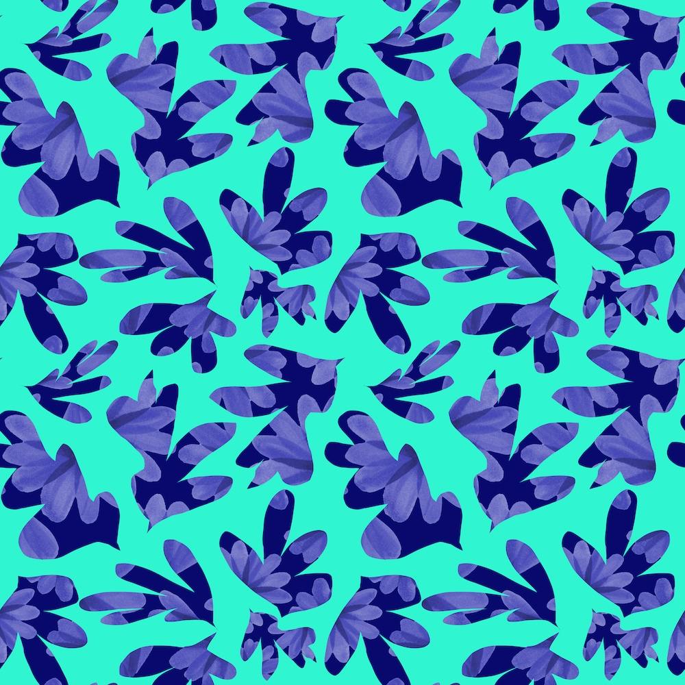 Florals Galore Blue On Mint