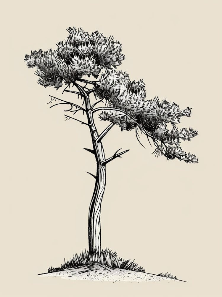 Pine Tree Minimalistic Drawing 2