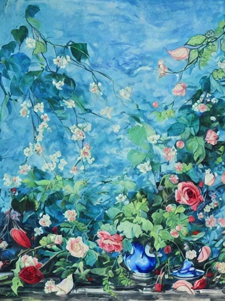 Bleeding Heart Floral Print Bright Painting Flower