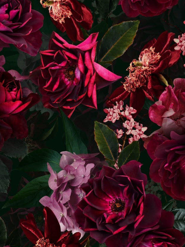 Vintage Midnight Summer Botanical Roses Garden