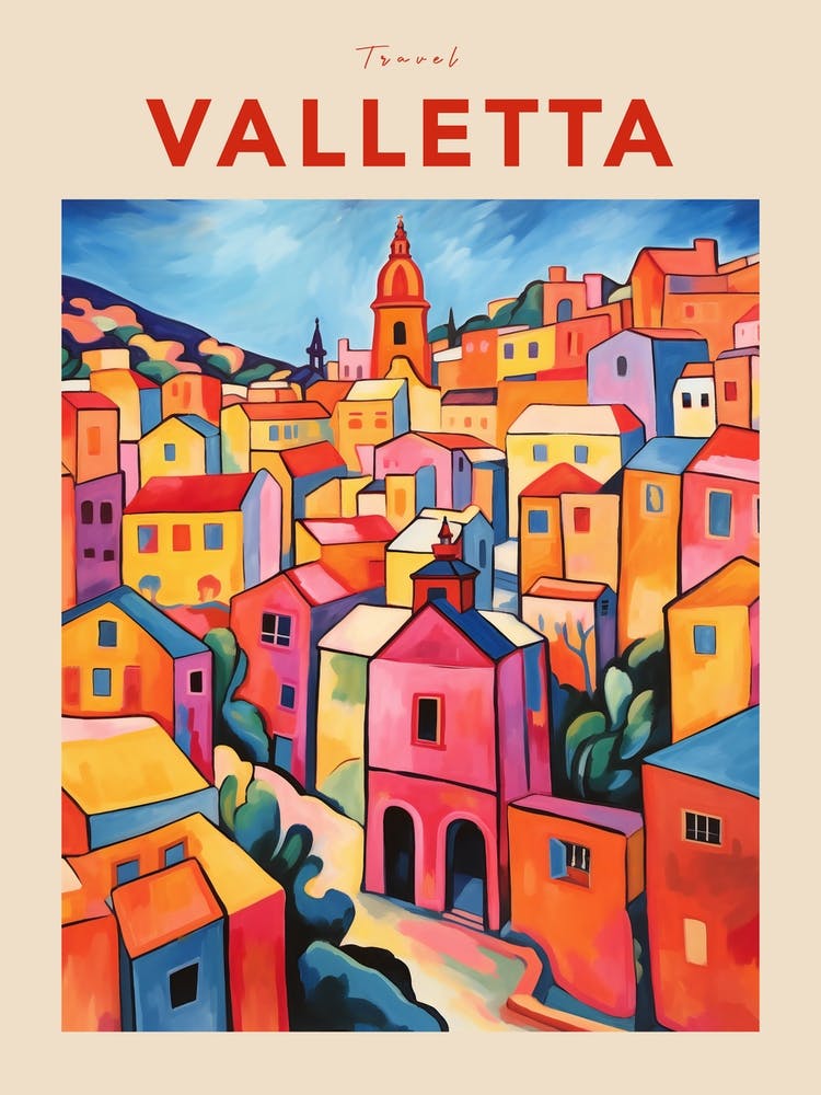 Valletta Malta Fauvist Travel Poster