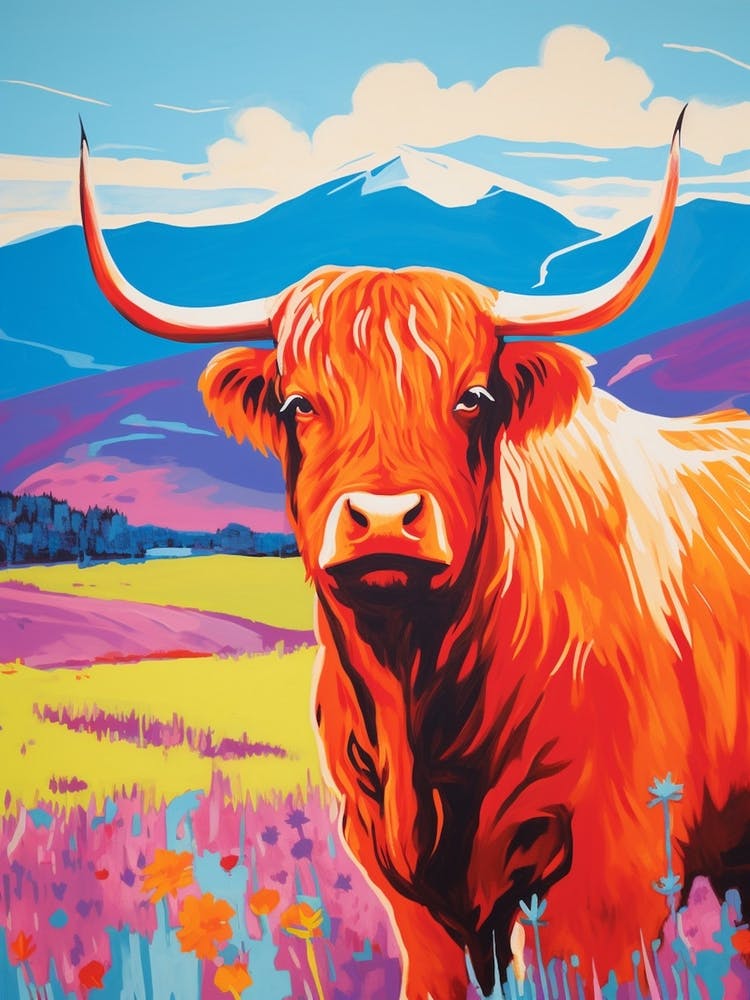 Highland-Rinder im Tal Farbenexplosion 1