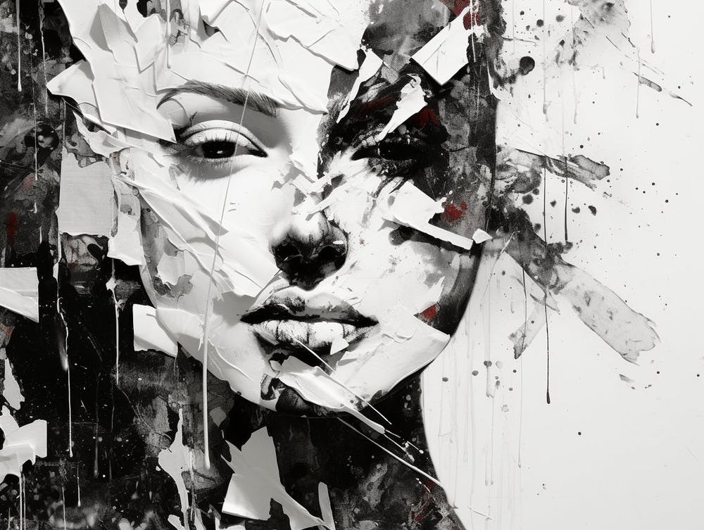 Fractured Identity Abstract Black And White 1