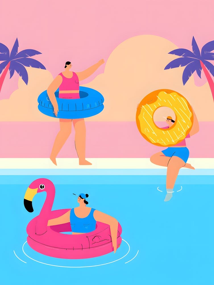 Summer Pool Party - Fun People & Floats