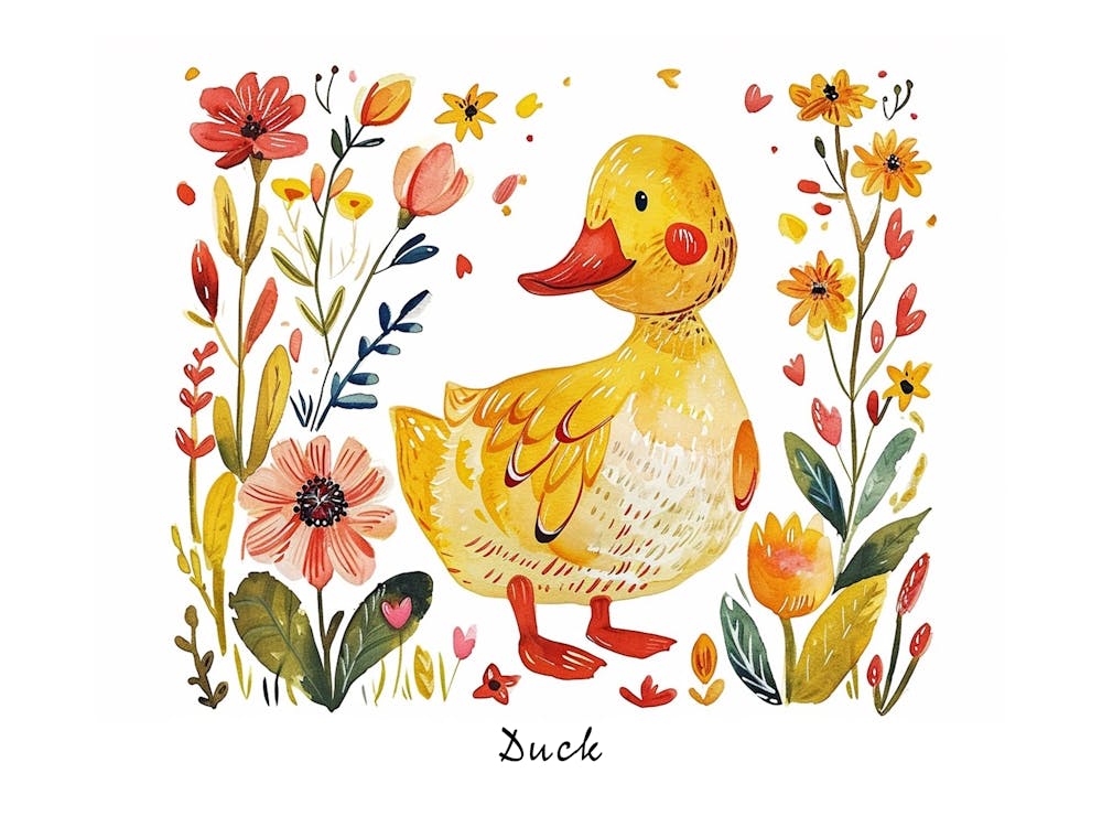 Little Floral Duck 4 Poster