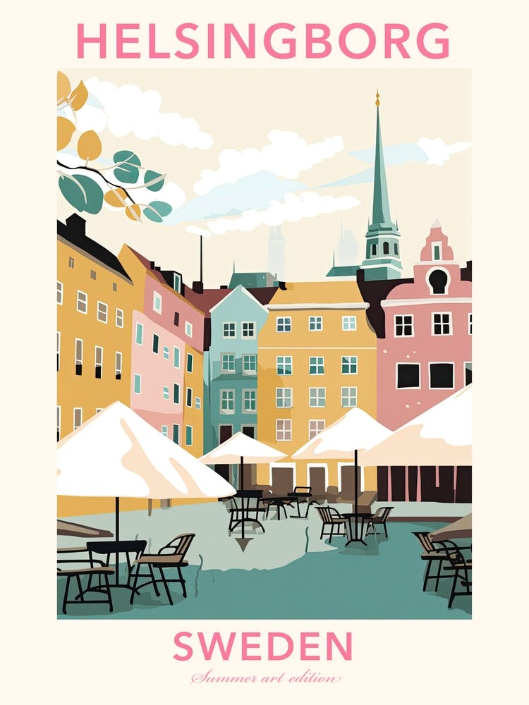 Helsingborg, Sweden, Flat Pastels Tones Illustration 3 Poster