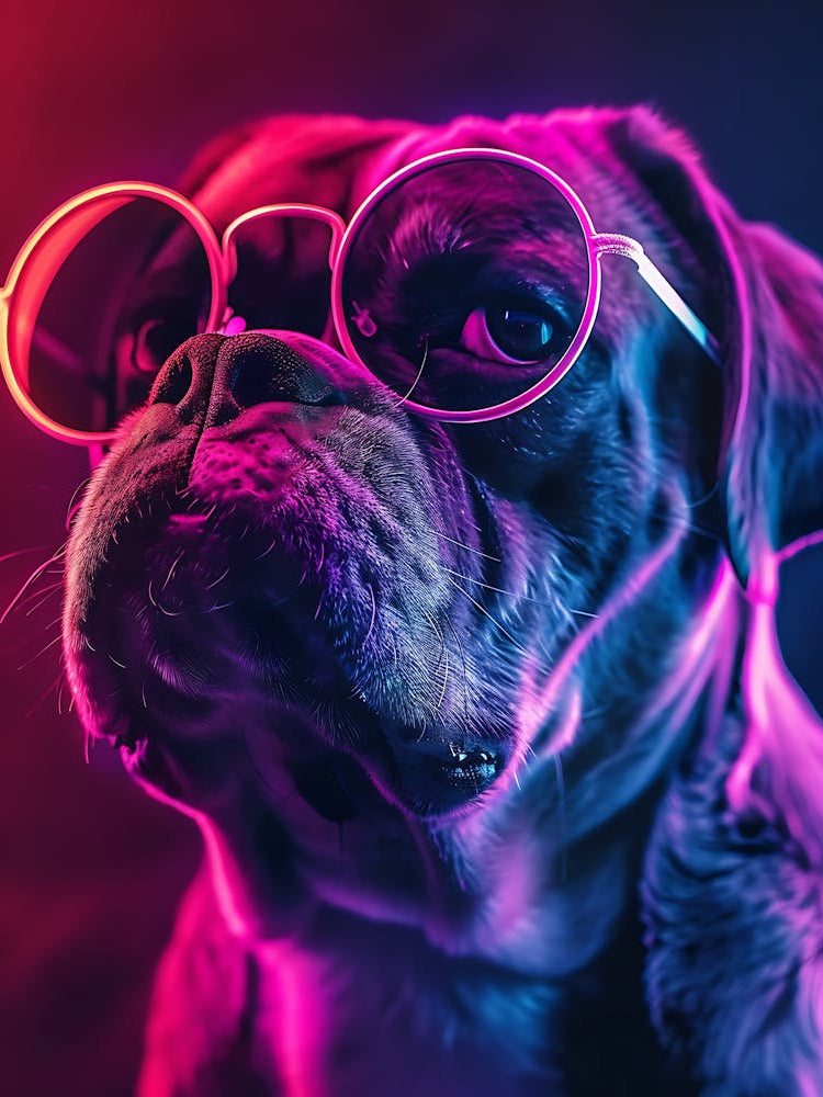 Beautiful Dog Under Neon Lights 11