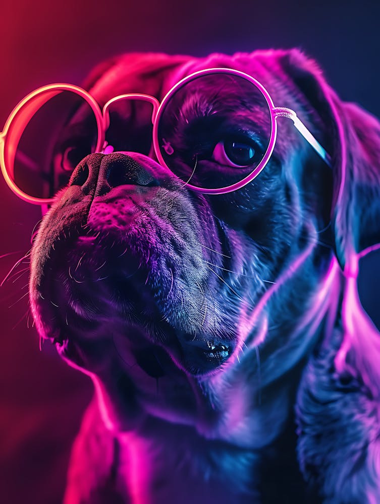 Beautiful Dog Under Neon Lights 11
