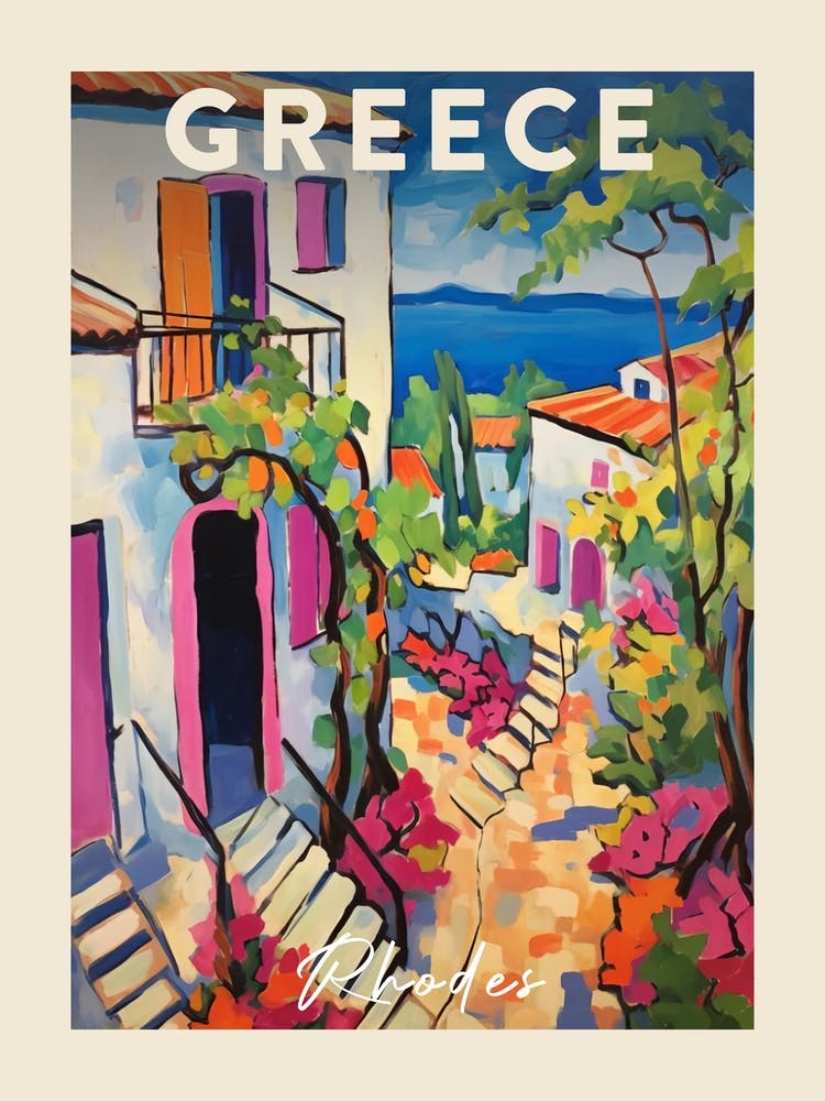 Rhodes Greece 1 Fauvist Painting Travel Poster