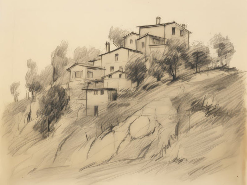 French Villa Architecture Sketch