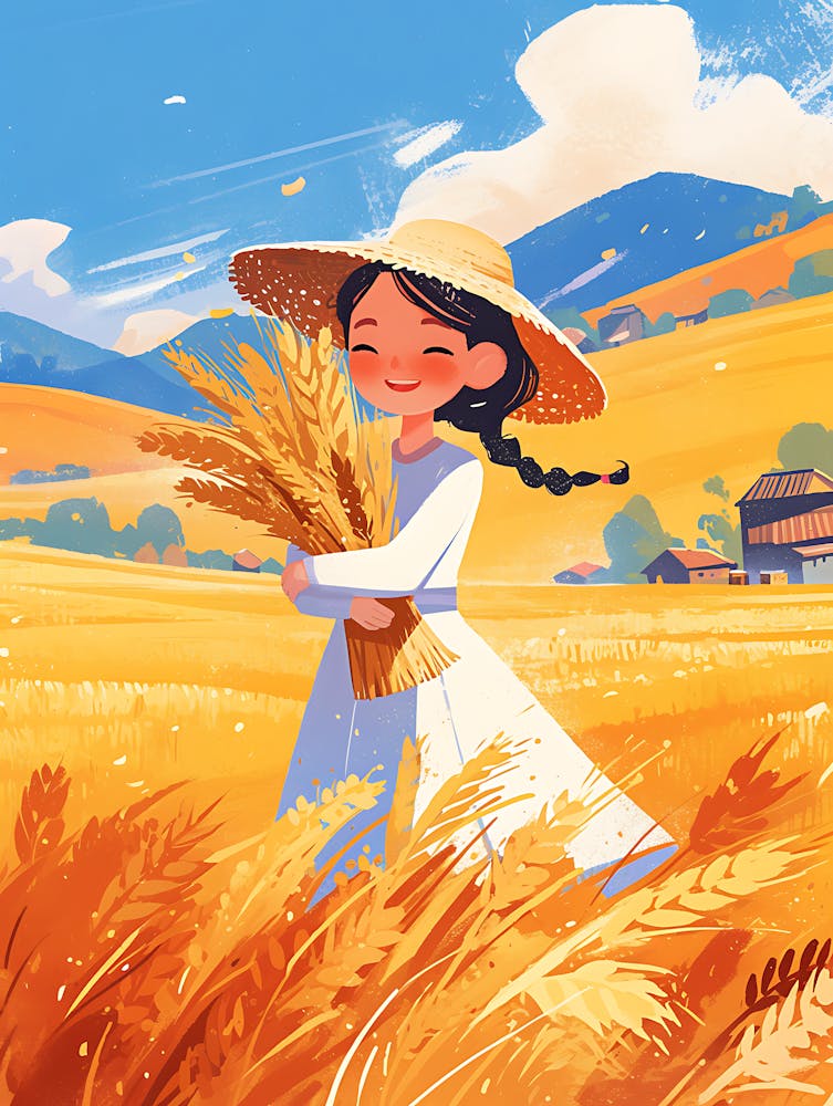 Cute Little Girl In A Wheat Field 1
