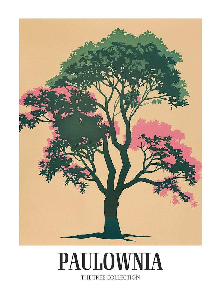Paulownia Tree Colourful Illustration 3 Poster