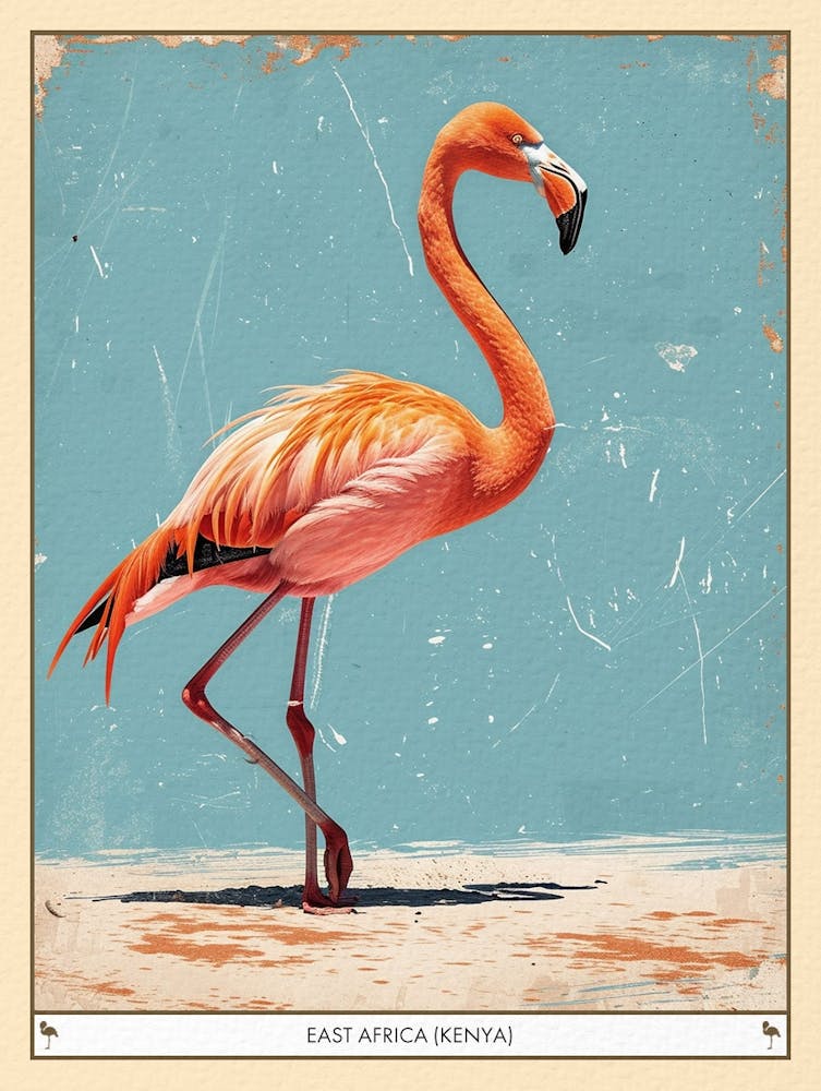 Greater Flamingo East Africa Kenya Tropical Illustration 5 Poster