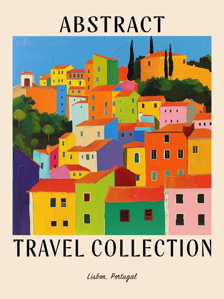 Abstract Travel Collection Poster Lisbon Portugal 2