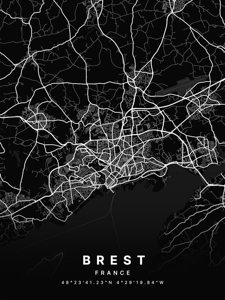 Brest France Black Map 1