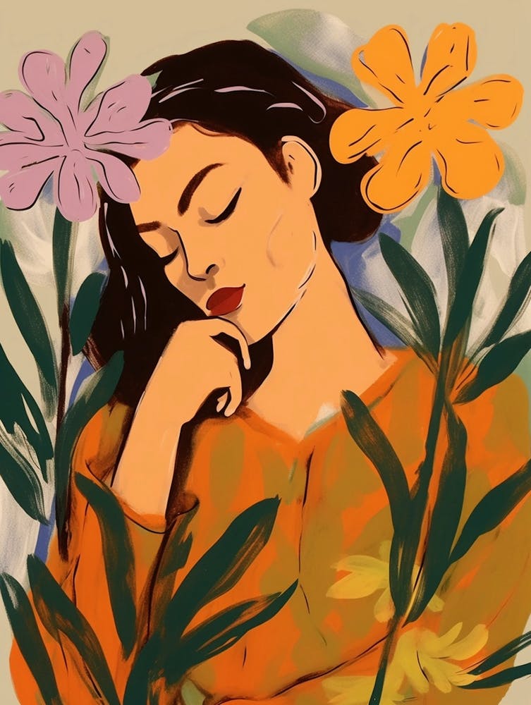 Woman With Autumnal Flowers Freesia 2