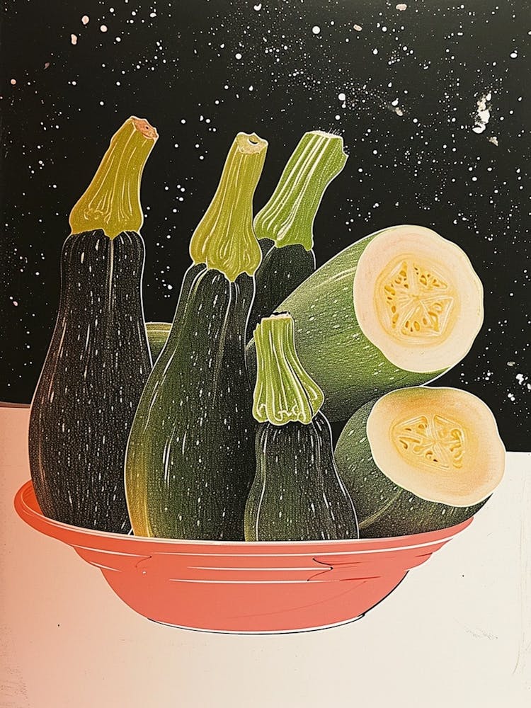 Art Deco Zucchini In A Bowl