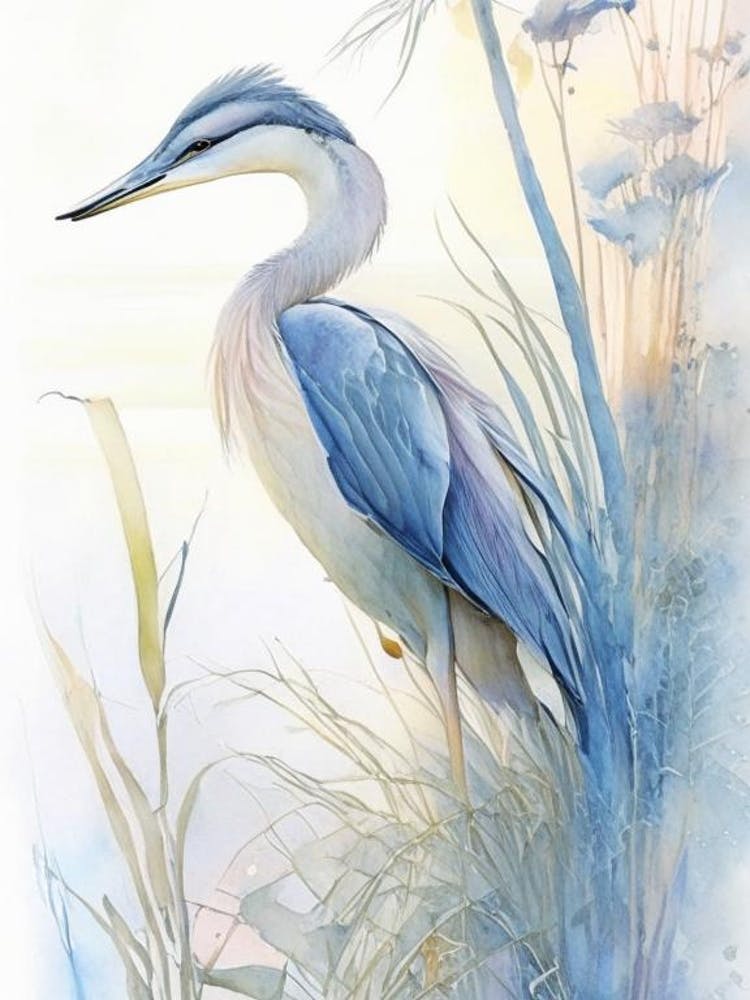 Blue Heron Aerial View Gouache 2