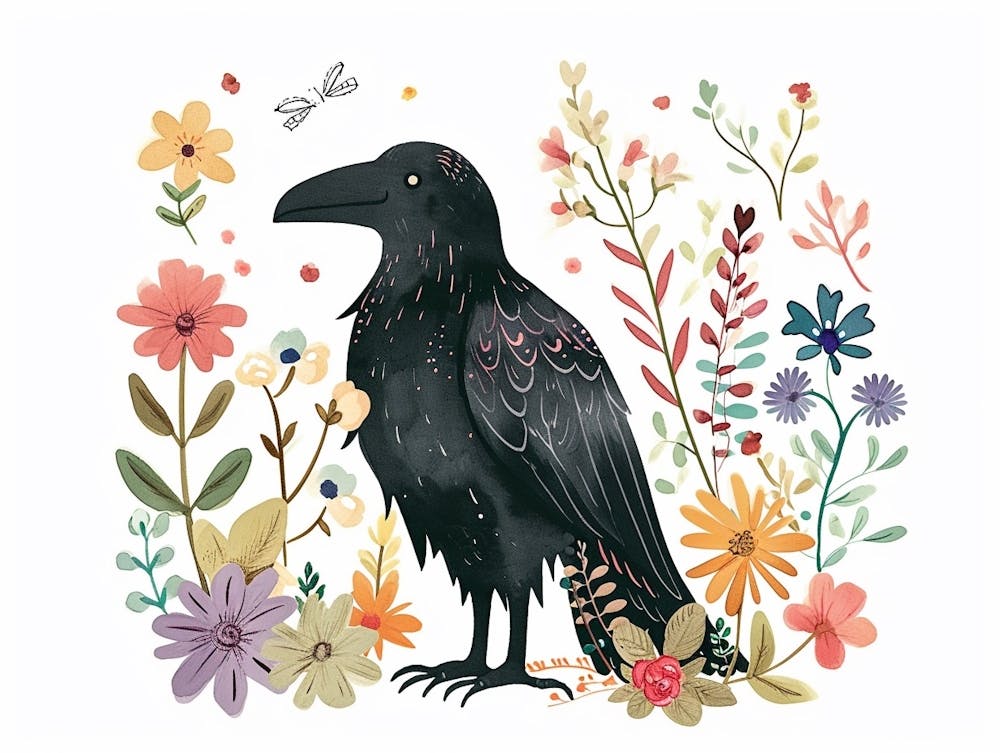 Little Floral Raven