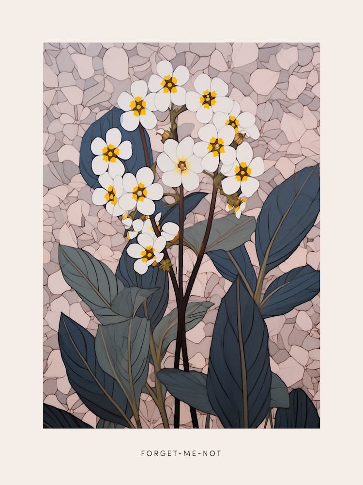 Flower Illustration Forget Me Not Flower 4 Poster
