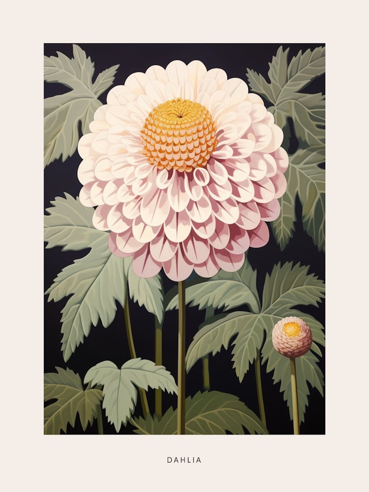Flower Illustration Dahlia 2 Poster