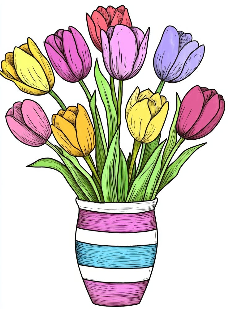 Bunte Tulpen in einer Vase