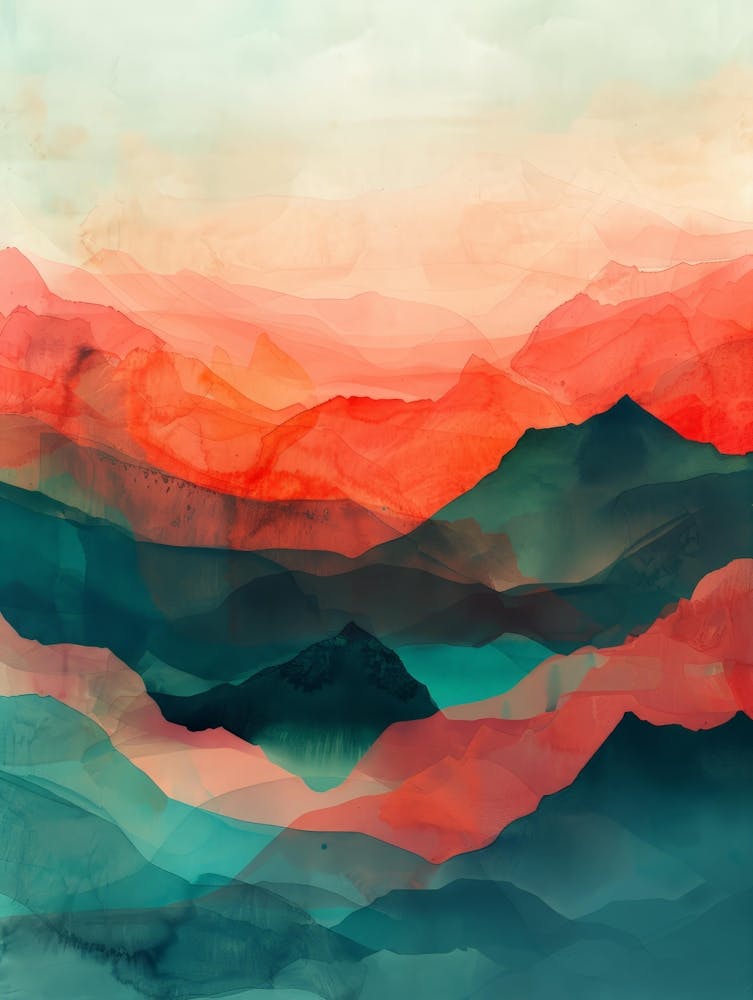 Aquarelle abstraite de montagnes