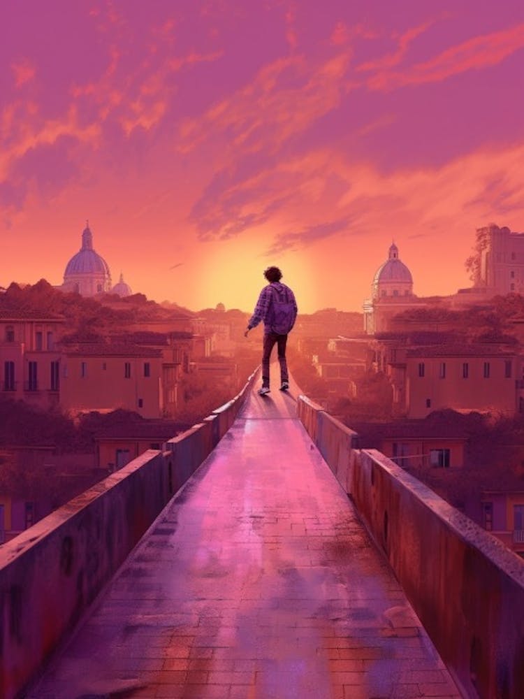 Skateboarding In Rome, Italy Futuristic 4
