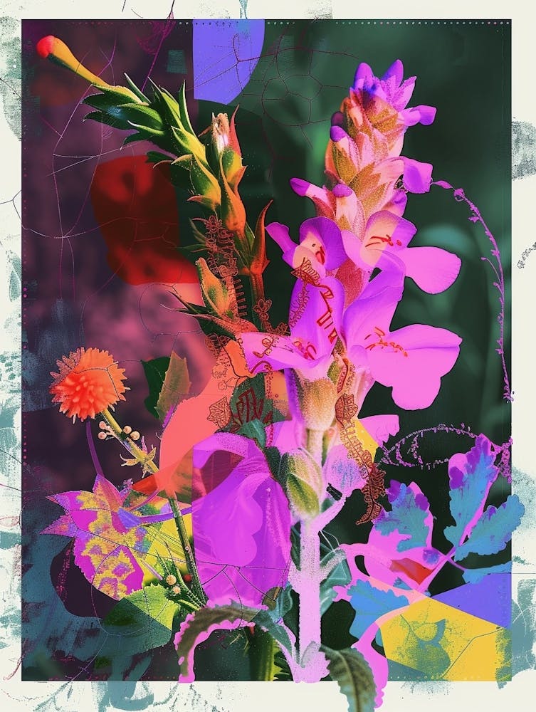 Snapdragon 1 Neon Flower Collage