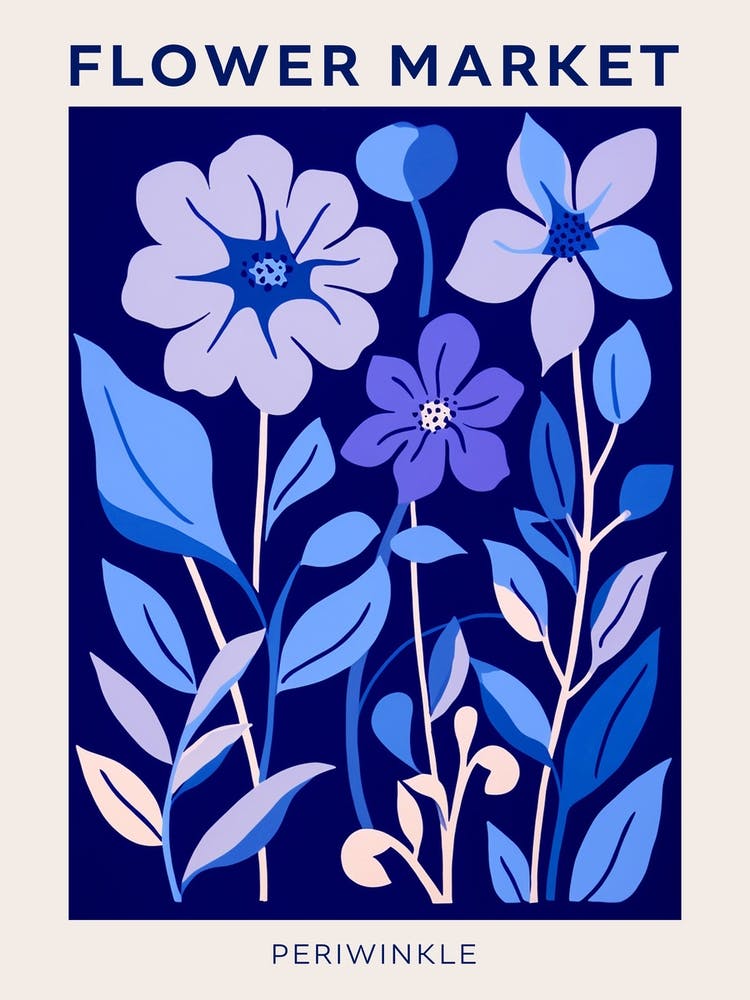 Blue Flower Market Poster Periwinkle 1