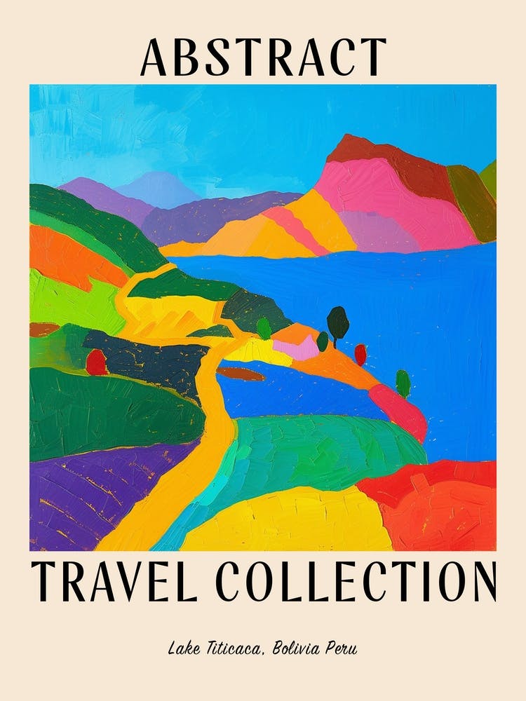 Abstract Travel Collection Poster Lake Titicaca Bolivia Peru 1