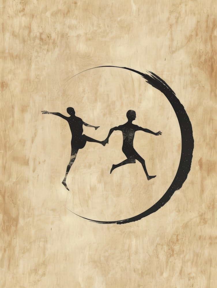 Two People Running On The Moon