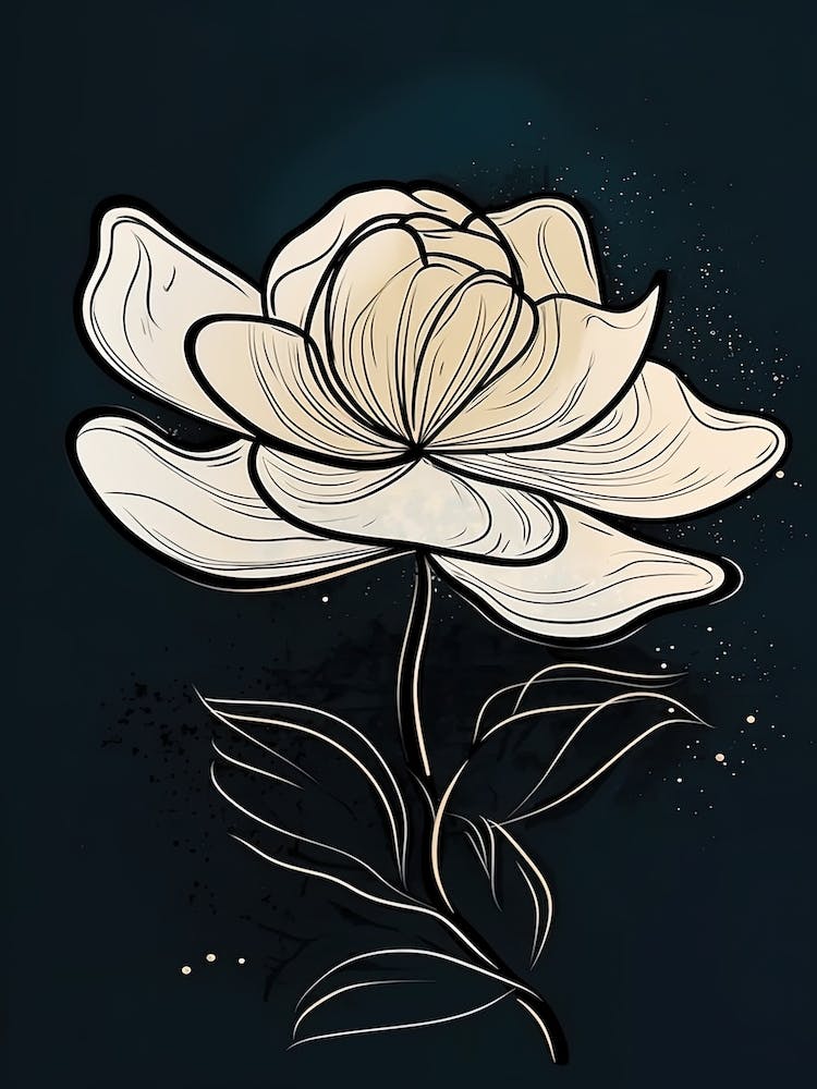 Line Art Lotus Flowers Illustration Neutral 14