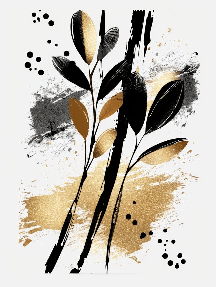 Abstract Gold And Black Painting 24