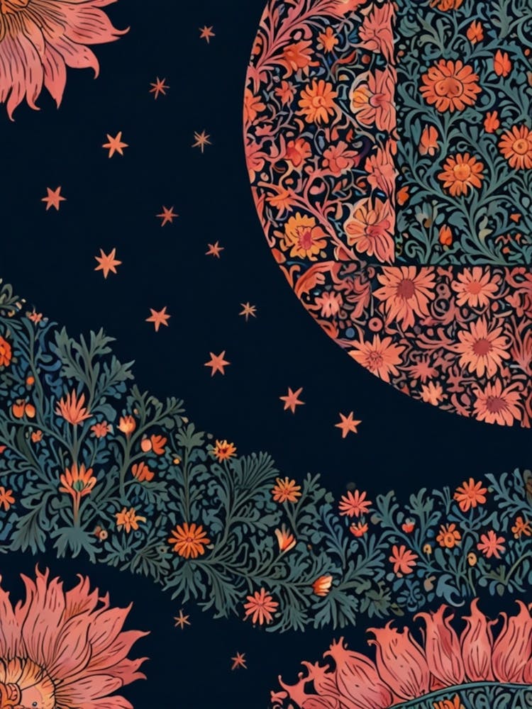 William Morris Moon And Sunflowers