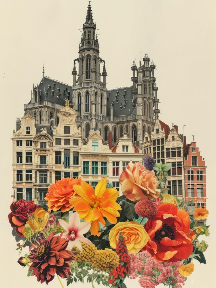 Belgium   Floral Retro Collage Style 1