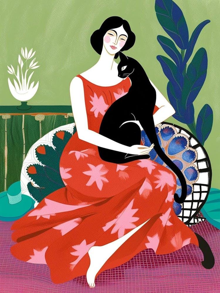 Woman With A Cat