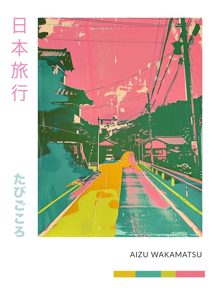 Aizu Wakamatsu Japan Duotone Silkscreen Poster