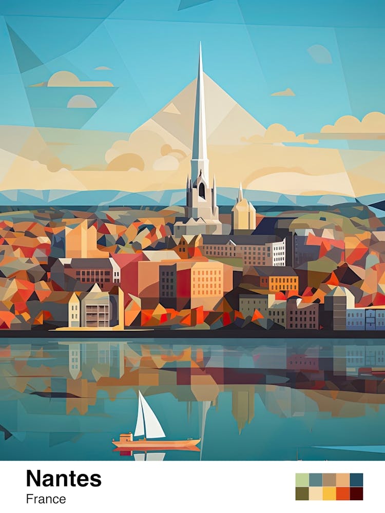 Nantes, France, Geometric Illustration 1 Poster