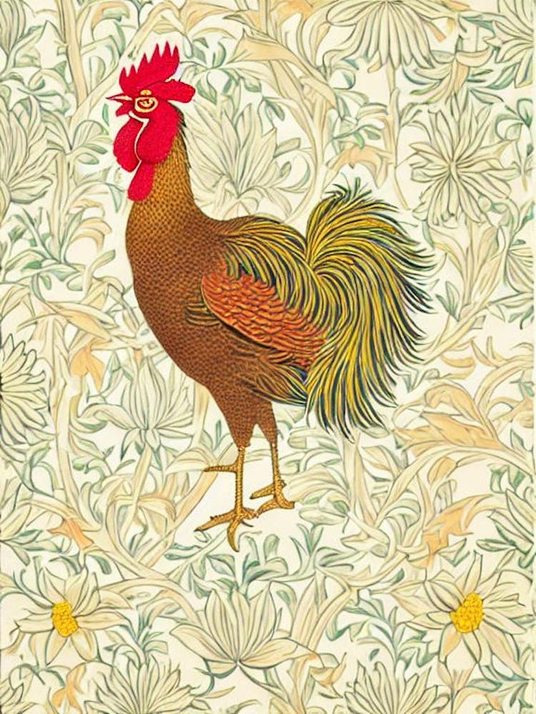 Rooster 2 William Morris Style Bird