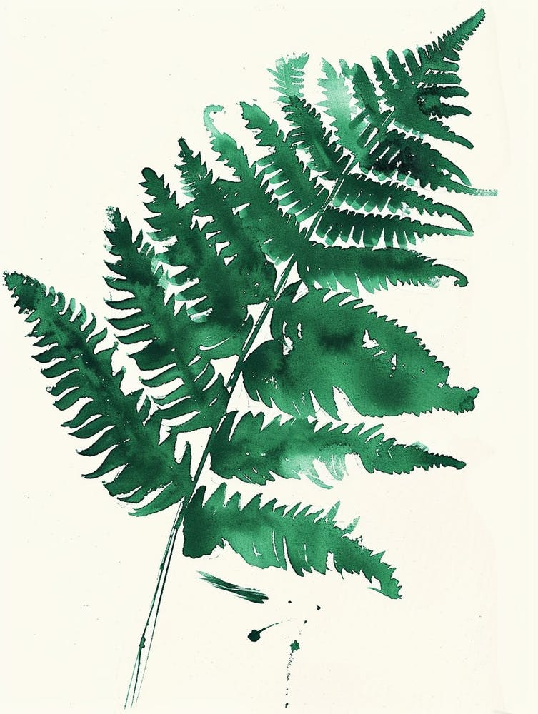 Green Ink Painting Of A Royal Fern 3